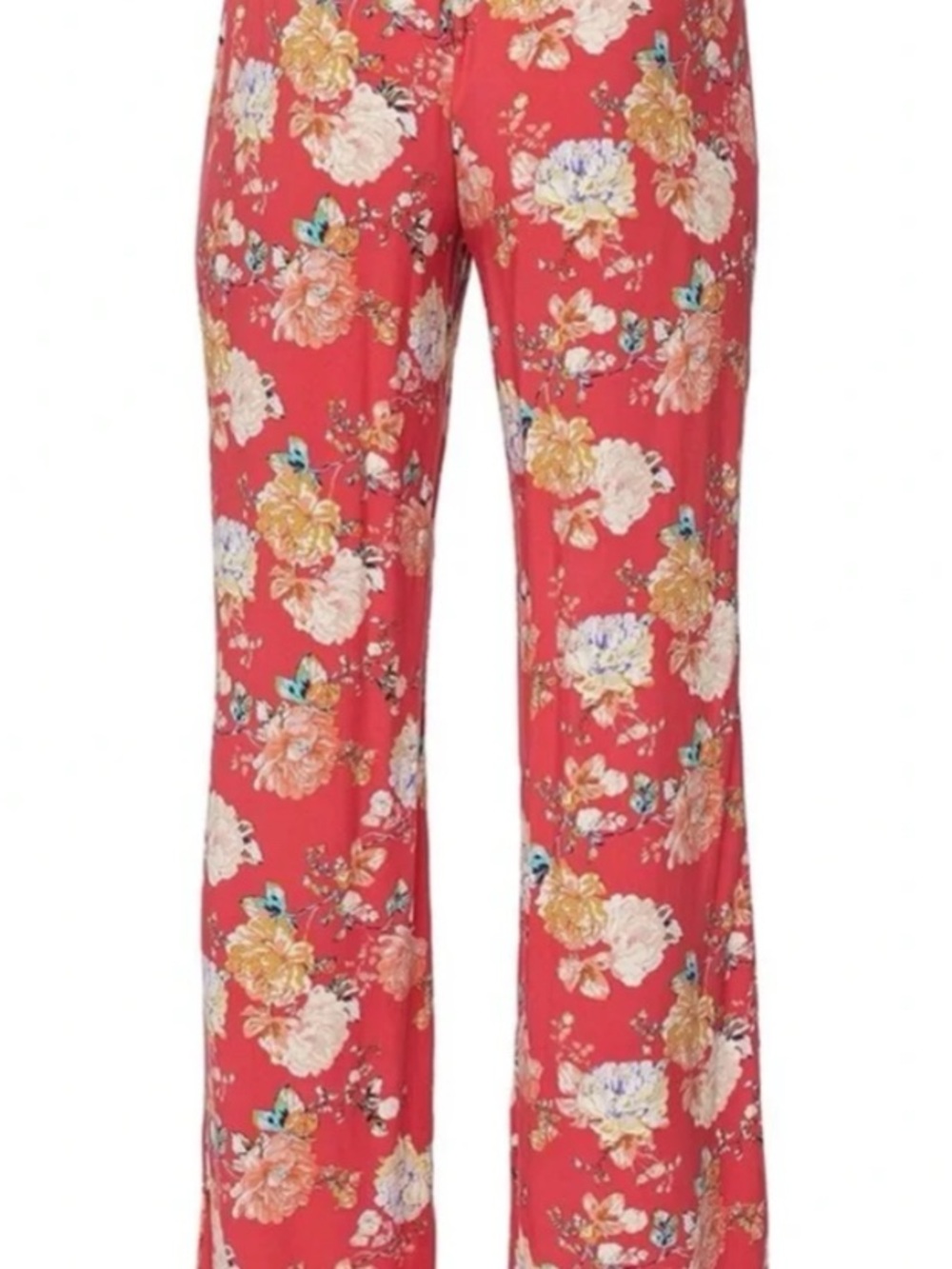 NWT Floral Wide-Leg Pants in Red